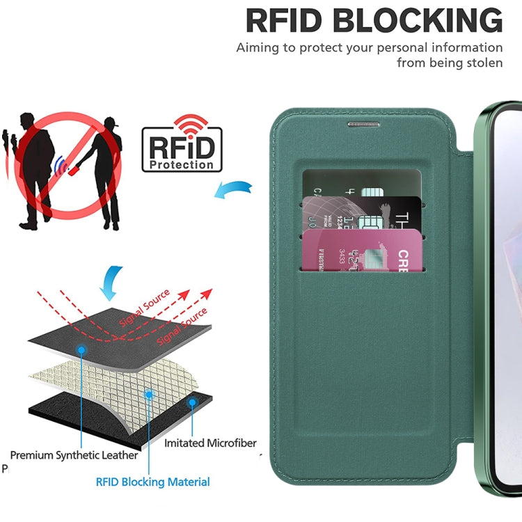 For Samsung Galaxy A35 5G Shield MagSafe RFID Anti-theft Leather Phone Case