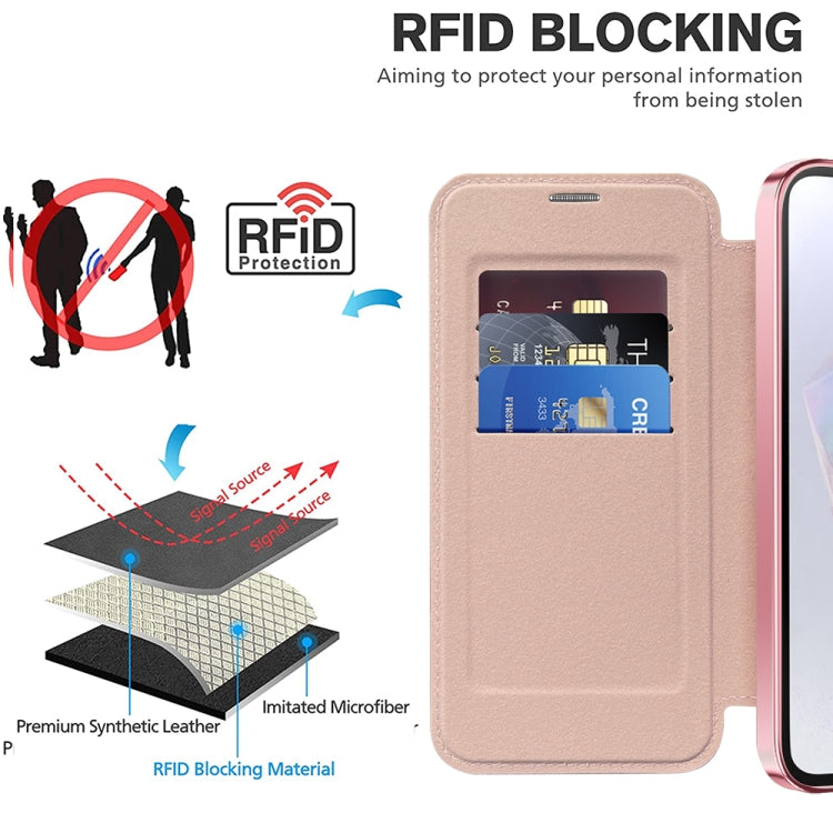 For Samsung Galaxy A35 5G Shield MagSafe RFID Anti-theft Leather Phone Case