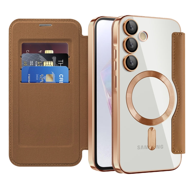 For Samsung Galaxy A35 5G Shield MagSafe RFID Anti-theft Leather Phone Case