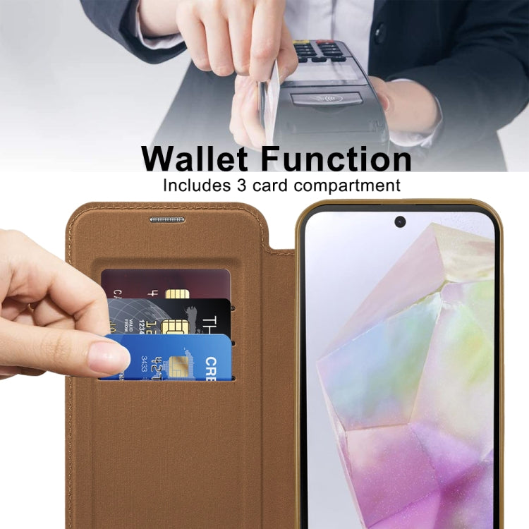For Samsung Galaxy A35 5G Shield MagSafe RFID Anti-theft Leather Phone Case