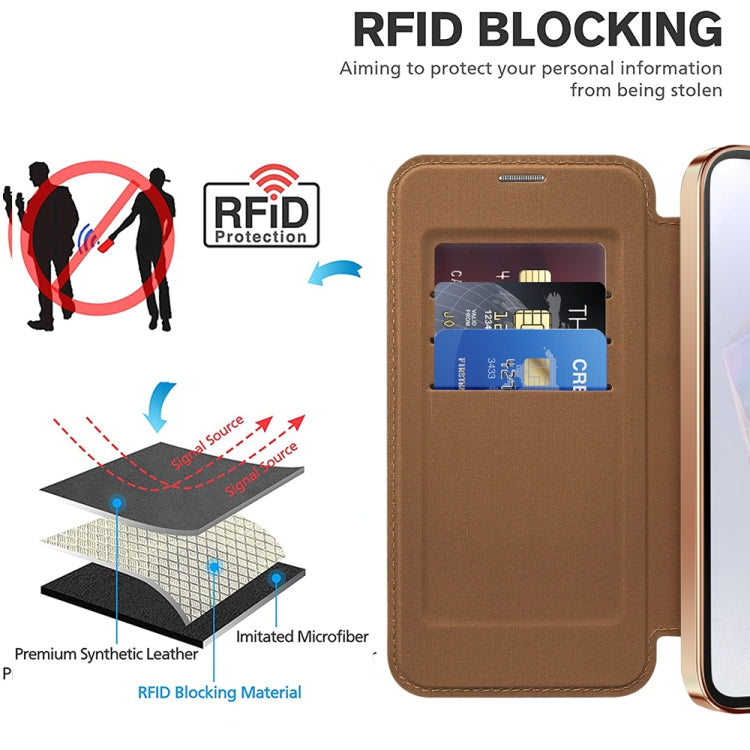 For Samsung Galaxy A35 5G Shield MagSafe RFID Anti-theft Leather Phone Case