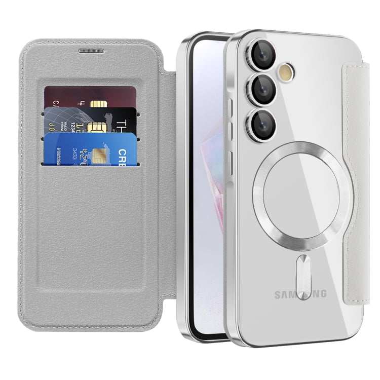 For Samsung Galaxy A35 5G Shield MagSafe RFID Anti-theft Leather Phone Case