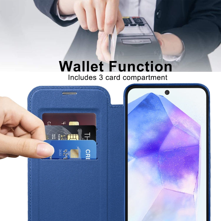 For Samsung Galaxy A55 5G Shield MagSafe RFID Anti-theft Leather Phone Case