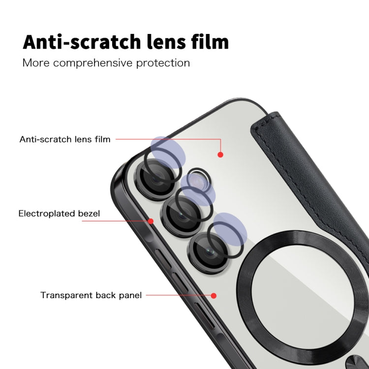 For Samsung Galaxy A55 5G Shield MagSafe RFID Anti-theft Leather Phone Case
