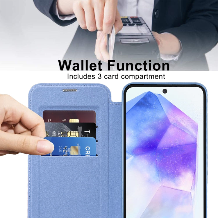 For Samsung Galaxy A55 5G Shield MagSafe RFID Anti-theft Leather Phone Case