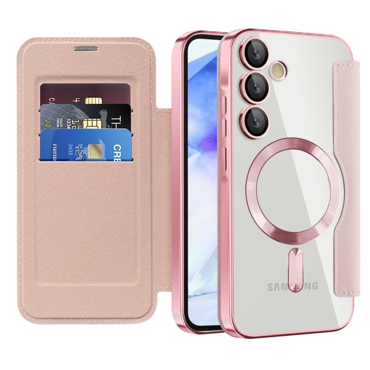 For Samsung Galaxy A55 5G Shield MagSafe RFID Anti-theft Leather Phone Case