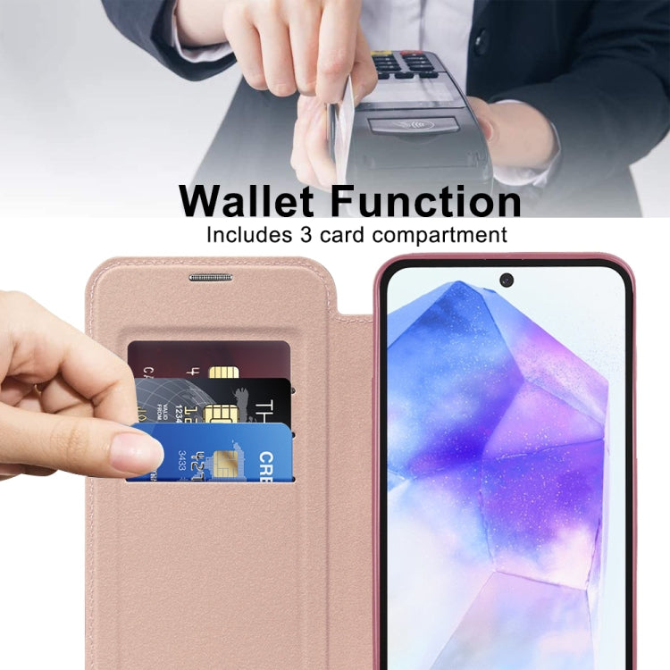 For Samsung Galaxy A55 5G Shield MagSafe RFID Anti-theft Leather Phone Case