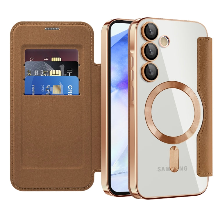 For Samsung Galaxy A55 5G Shield MagSafe RFID Anti-theft Leather Phone Case