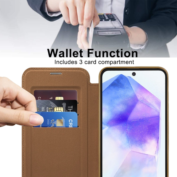 For Samsung Galaxy A55 5G Shield MagSafe RFID Anti-theft Leather Phone Case