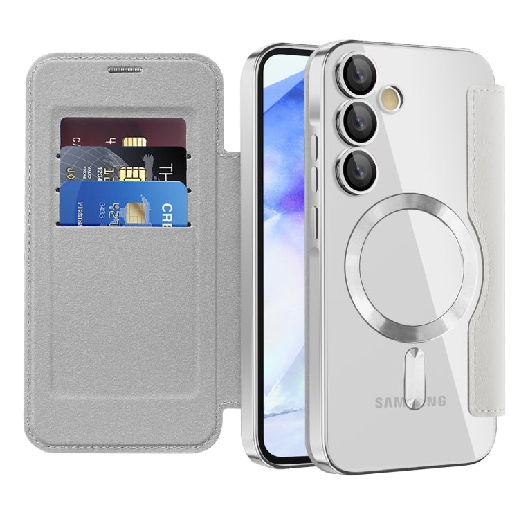 For Samsung Galaxy A55 5G Shield MagSafe RFID Anti-theft Leather Phone Case