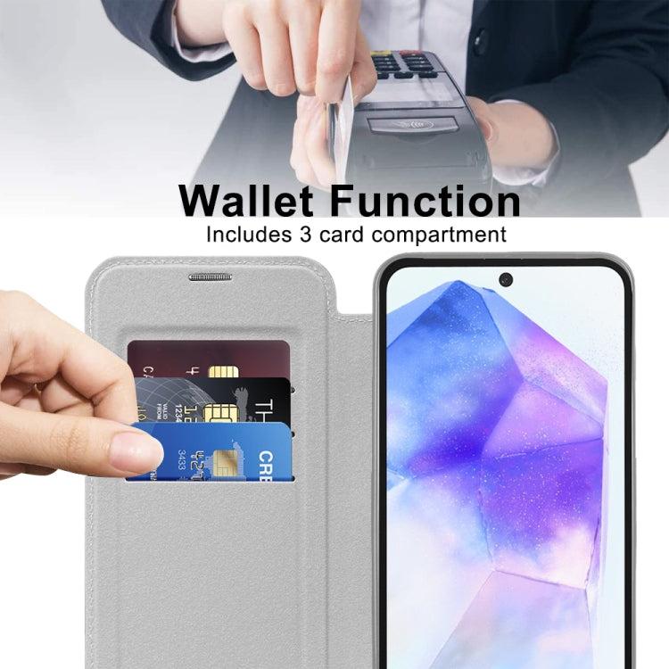 For Samsung Galaxy A55 5G Shield MagSafe RFID Anti-theft Leather Phone Case