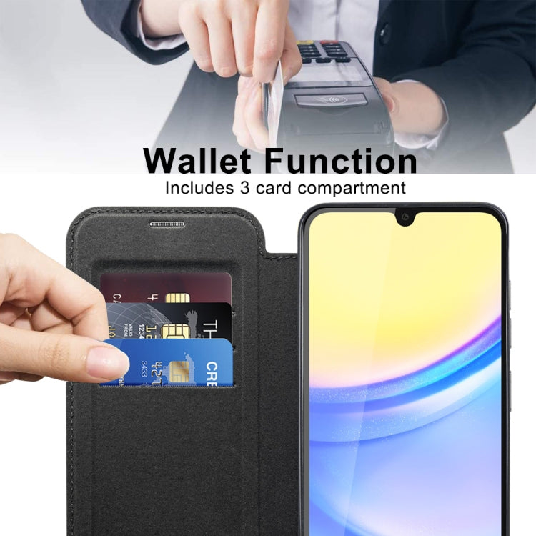 For Samsung Galaxy A15 Shield MagSafe RFID Anti-theft Leather Phone Case