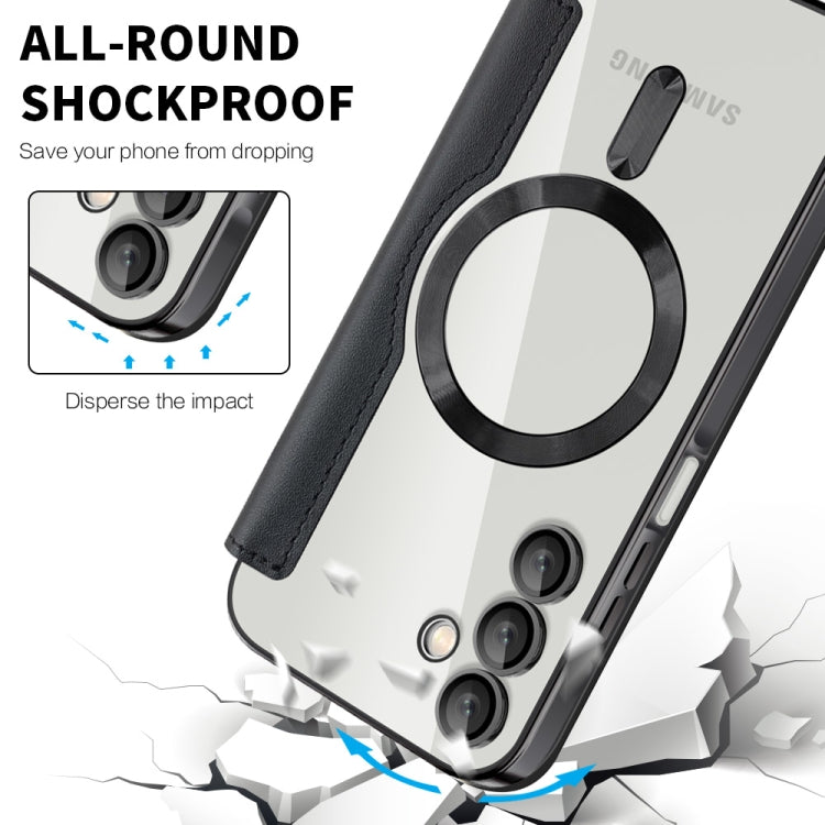 For Samsung Galaxy A15 Shield MagSafe RFID Anti-theft Leather Phone Case