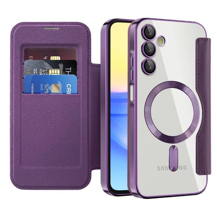 For Samsung Galaxy A15 Shield MagSafe RFID Anti-theft Leather Phone Case