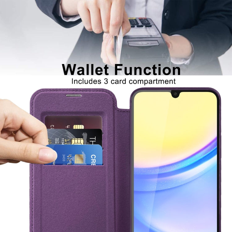 For Samsung Galaxy A15 Shield MagSafe RFID Anti-theft Leather Phone Case
