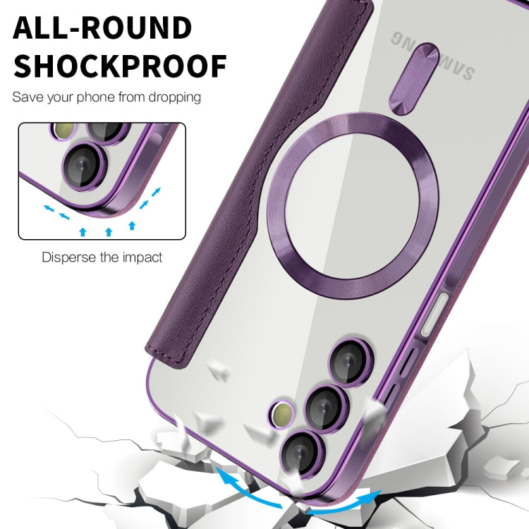 For Samsung Galaxy A15 Shield MagSafe RFID Anti-theft Leather Phone Case