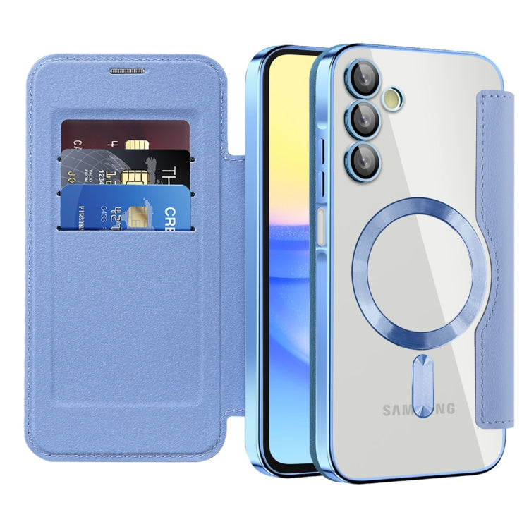 For Samsung Galaxy A15 Shield MagSafe RFID Anti-theft Leather Phone Case