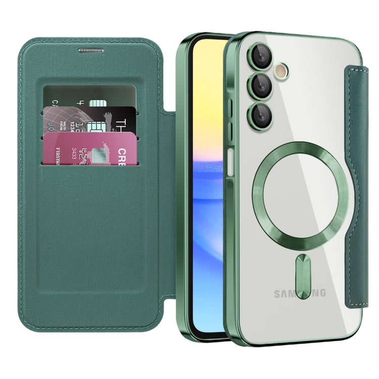 For Samsung Galaxy A15 Shield MagSafe RFID Anti-theft Leather Phone Case