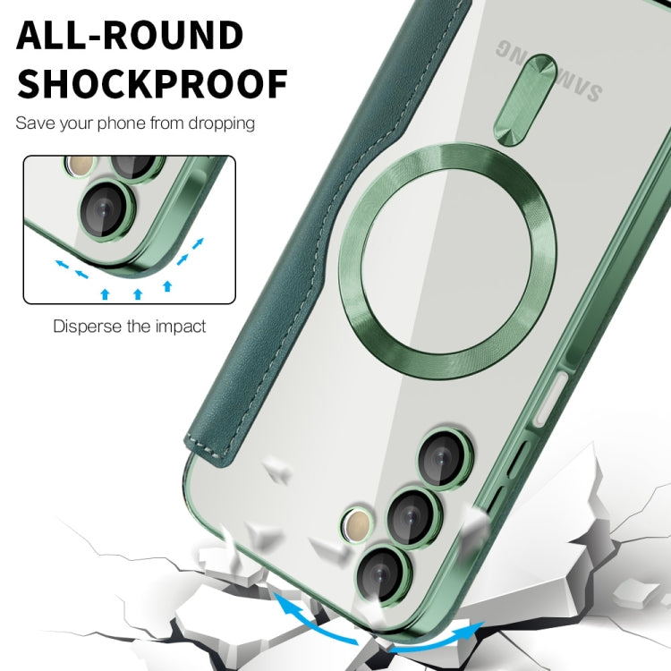 For Samsung Galaxy A15 Shield MagSafe RFID Anti-theft Leather Phone Case