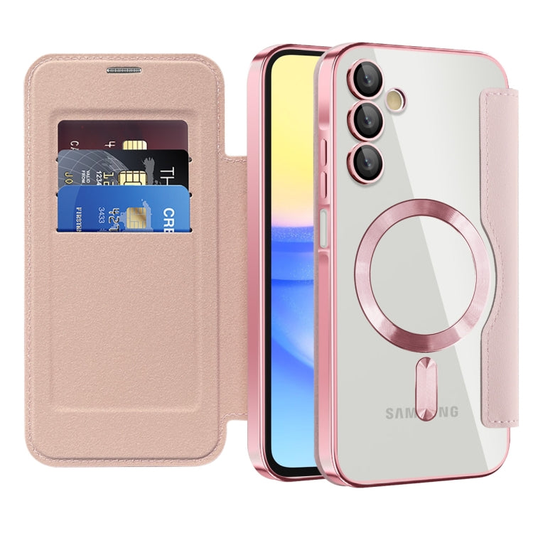 For Samsung Galaxy A15 Shield MagSafe RFID Anti-theft Leather Phone Case