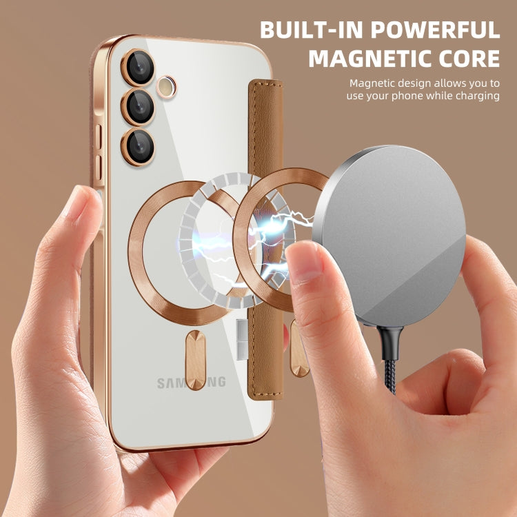 For Samsung Galaxy A15 Shield MagSafe RFID Anti-theft Leather Phone Case