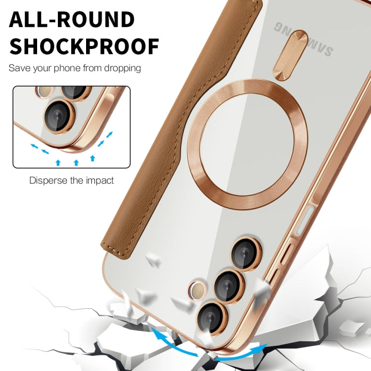 For Samsung Galaxy A15 Shield MagSafe RFID Anti-theft Leather Phone Case