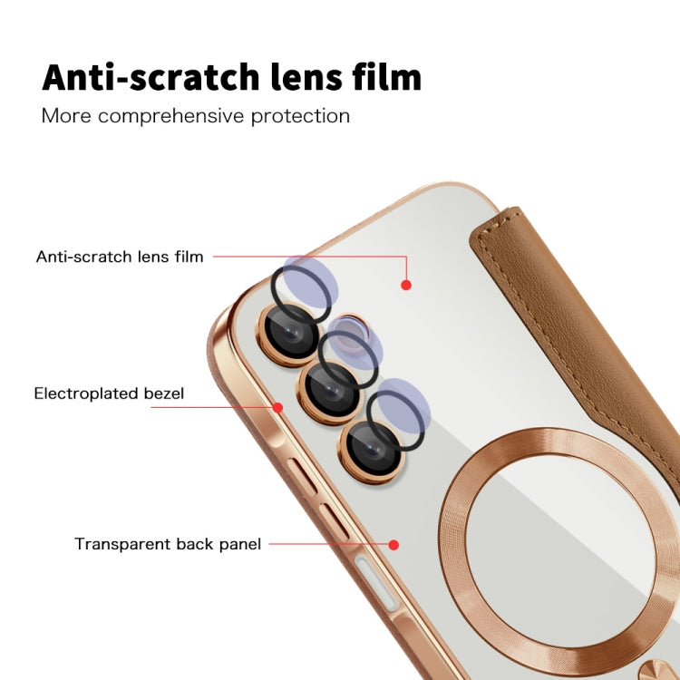 For Samsung Galaxy A15 Shield MagSafe RFID Anti-theft Leather Phone Case
