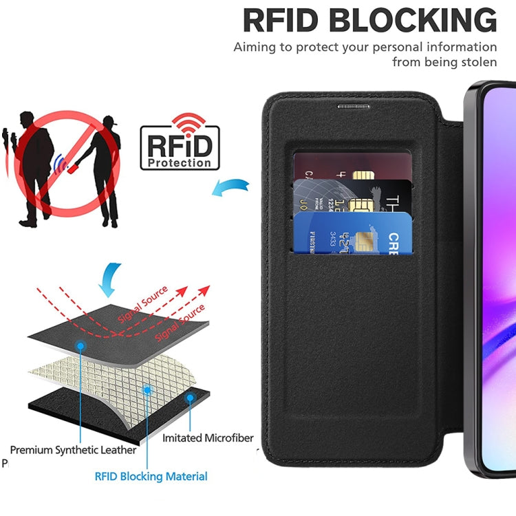 For Samsung Galaxy A05 Shield MagSafe RFID Anti-theft Leather Phone Case