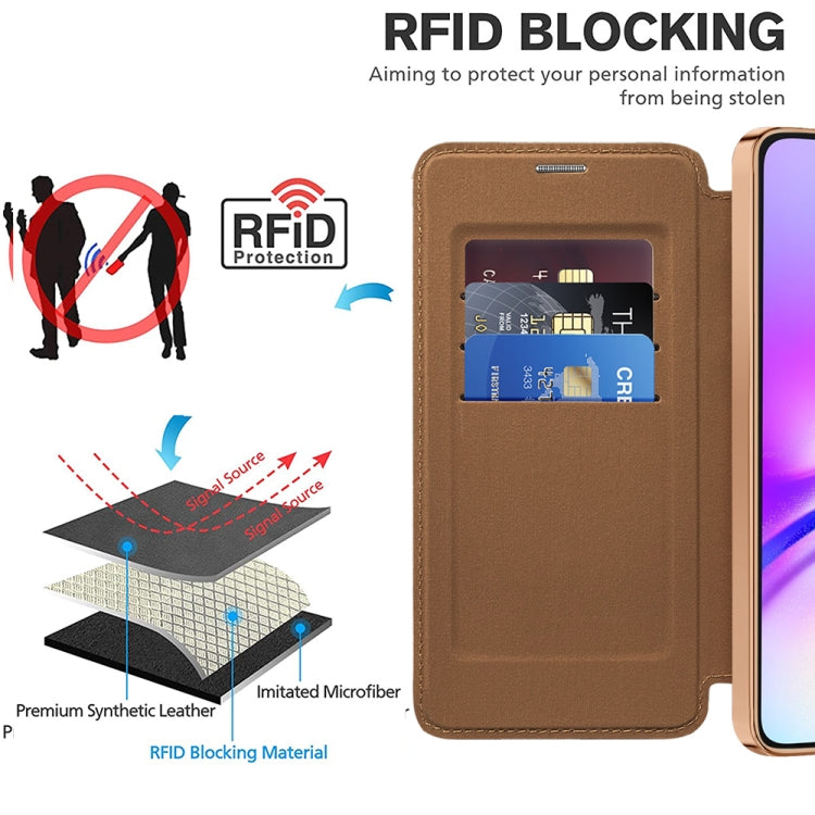 For Samsung Galaxy A05 Shield MagSafe RFID Anti-theft Leather Phone Case