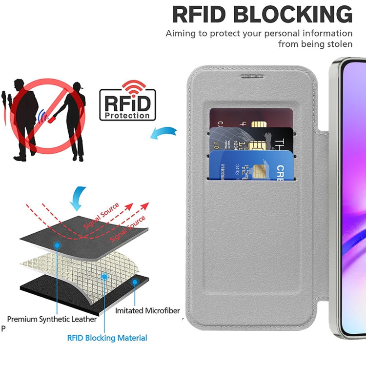 For Samsung Galaxy A05 Shield MagSafe RFID Anti-theft Leather Phone Case