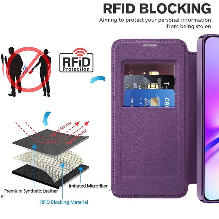 For Samsung Galaxy A05s Shield MagSafe RFID Anti-theft Leather Phone Case