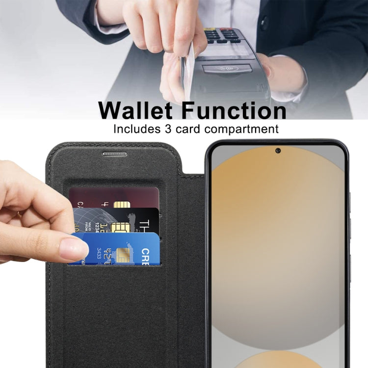 For Samsung Galaxy S24 FE 5G Shield MagSafe RFID Anti-theft Leather Phone Case