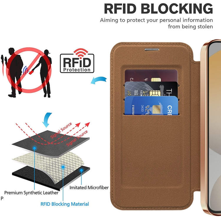 For Samsung Galaxy S24 FE 5G Shield MagSafe RFID Anti-theft Leather Phone Case