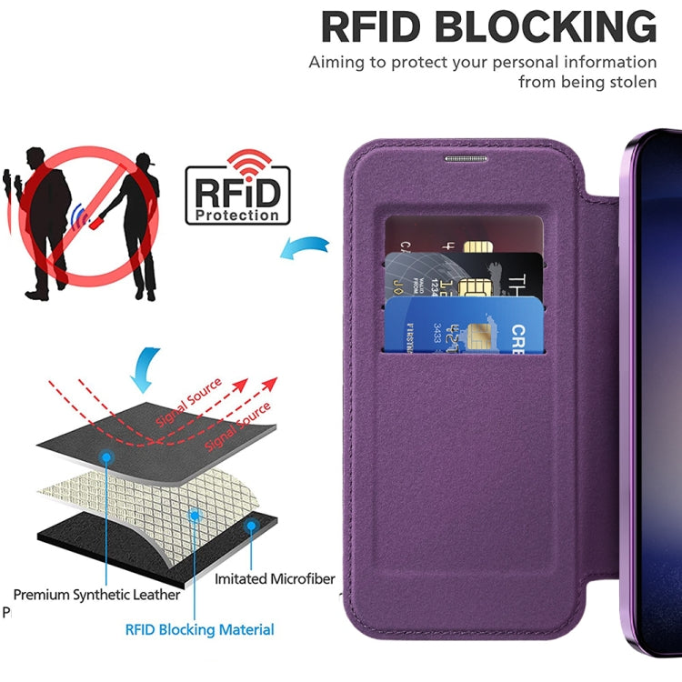 For Samsung Galaxy S25+ 5G Shield MagSafe RFID Anti-theft Leather Phone Case