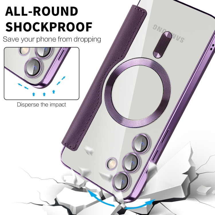 For Samsung Galaxy S25+ 5G Shield MagSafe RFID Anti-theft Leather Phone Case