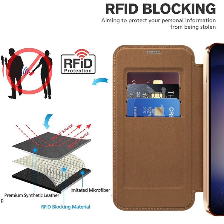 For Samsung Galaxy S25+ 5G Shield MagSafe RFID Anti-theft Leather Phone Case