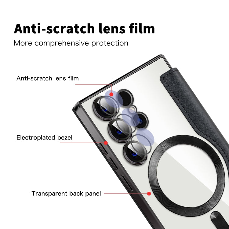 For Samsung Galaxy S25 Ultra 5G Shield MagSafe RFID Anti-theft Leather Phone Case