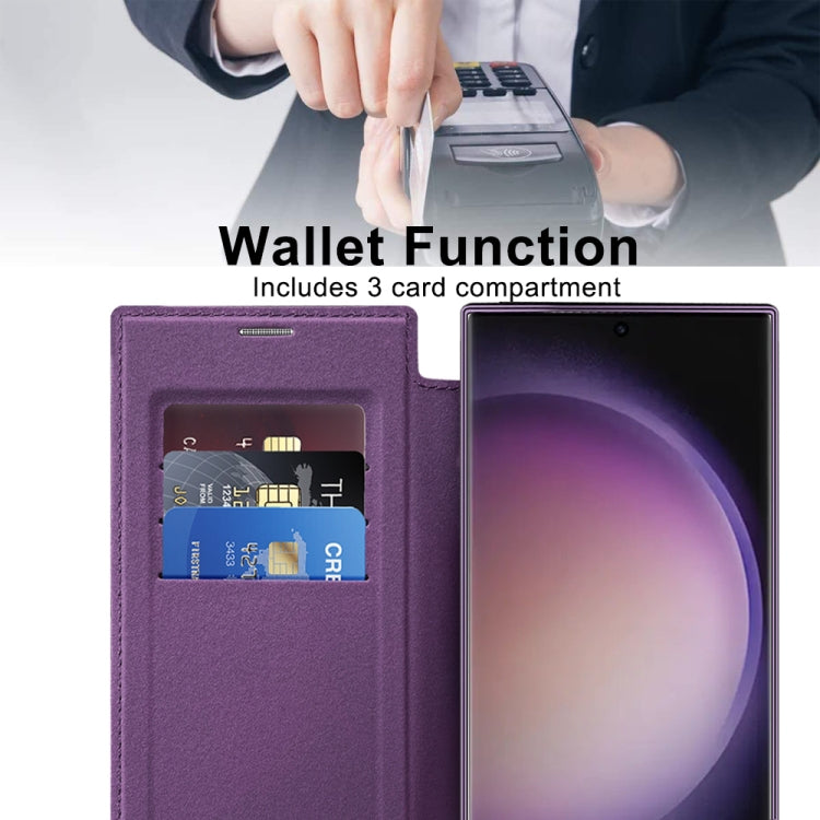 For Samsung Galaxy S25 Ultra 5G Shield MagSafe RFID Anti-theft Leather Phone Case