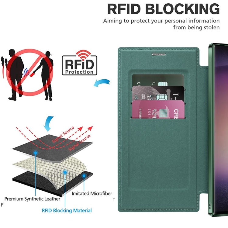 For Samsung Galaxy S25 Ultra 5G Shield MagSafe RFID Anti-theft Leather Phone Case
