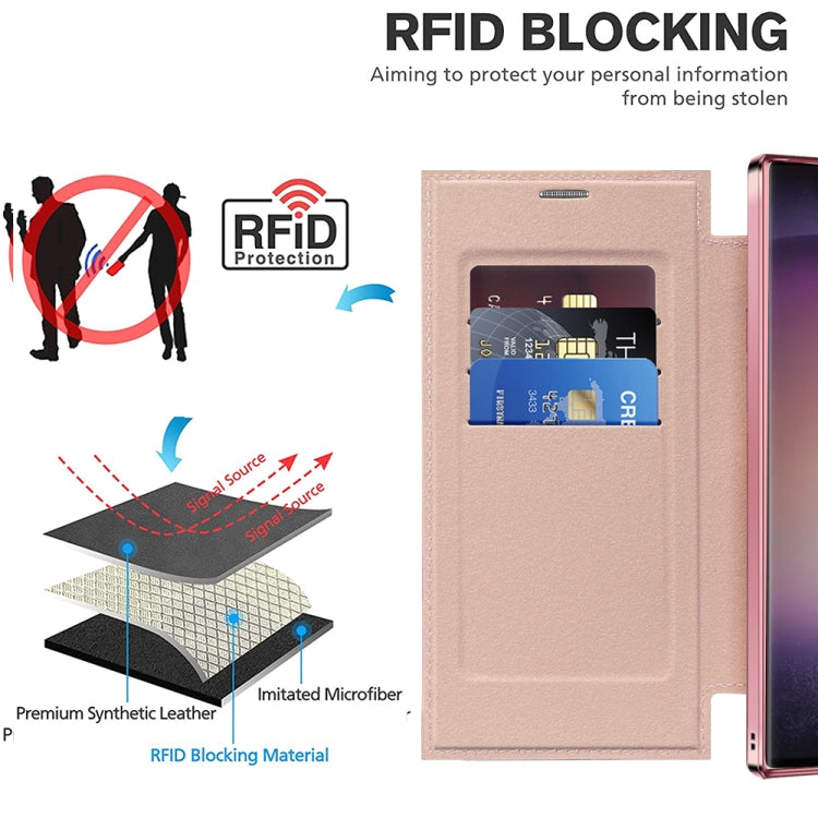 For Samsung Galaxy S25 Ultra 5G Shield MagSafe RFID Anti-theft Leather Phone Case