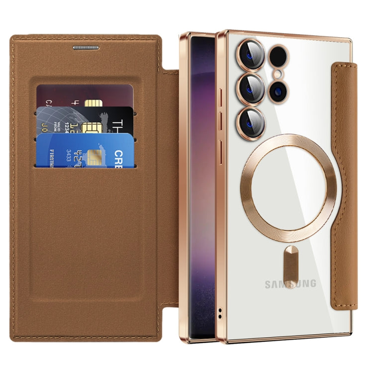 For Samsung Galaxy S25 Ultra 5G Shield MagSafe RFID Anti-theft Leather Phone Case