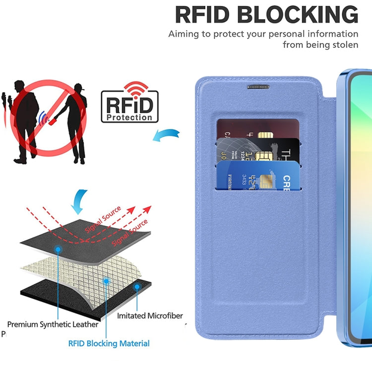 For Samsung Galaxy A06 4G Shield MagSafe RFID Anti-theft Leather Phone Case