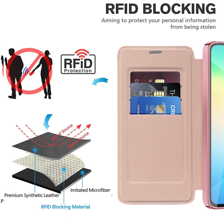 For Samsung Galaxy A06 4G Shield MagSafe RFID Anti-theft Leather Phone Case