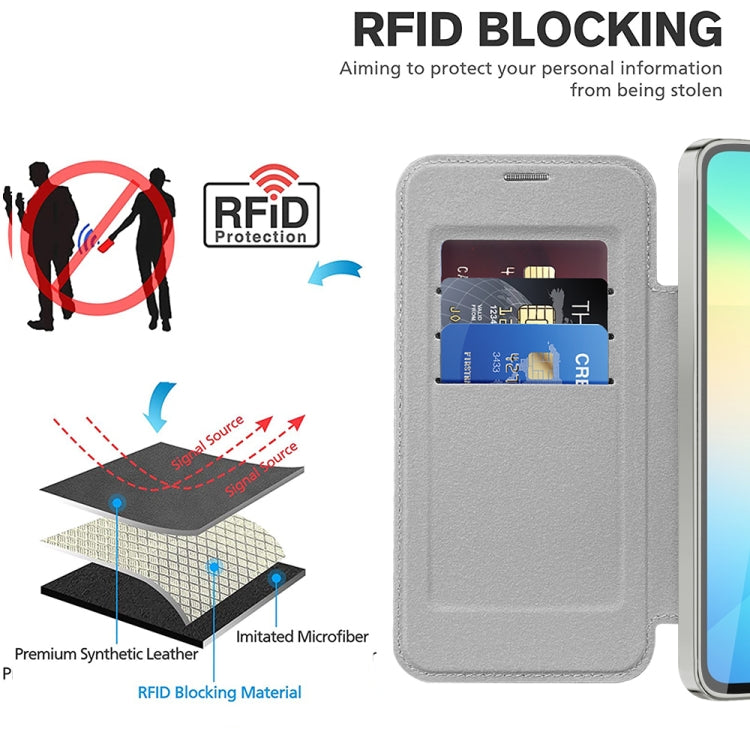 For Samsung Galaxy A06 4G Shield MagSafe RFID Anti-theft Leather Phone Case