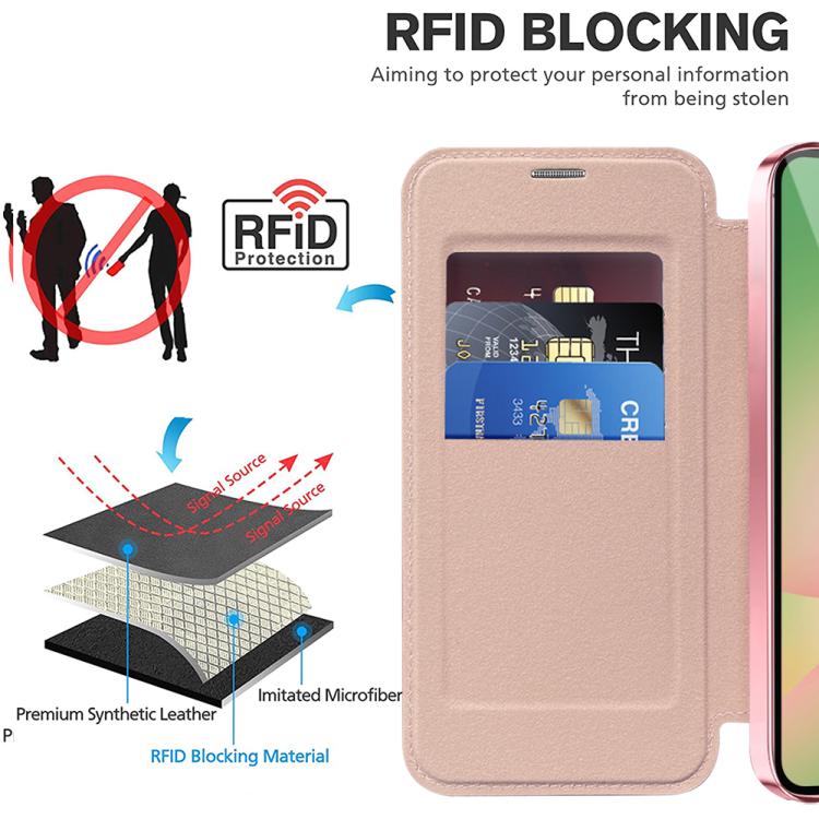 For Samsung Galaxy A56 5G Shield MagSafe RFID Anti-theft Leather Phone Case