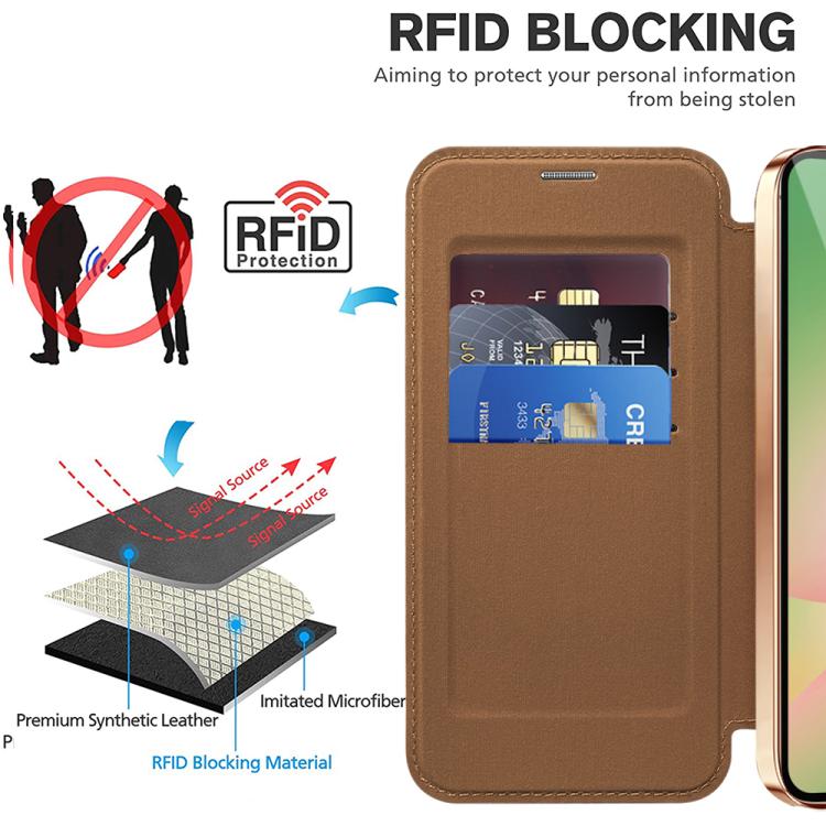 For Samsung Galaxy A56 5G Shield MagSafe RFID Anti-theft Leather Phone Case