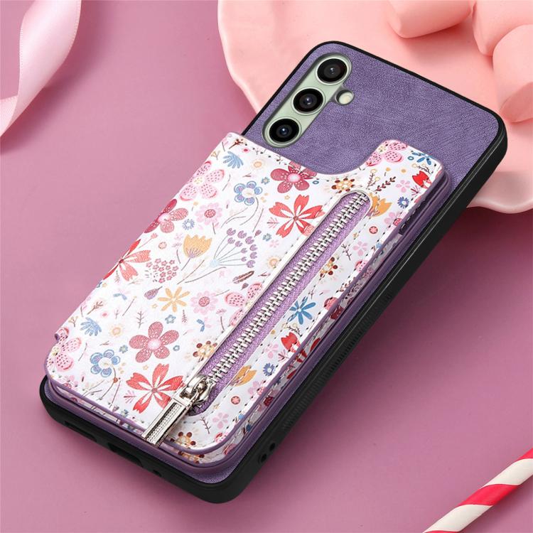 For Samsung Galaxy A36 Retro Painted Zipper Wallet Back Phone Case