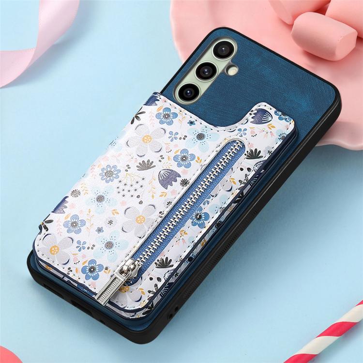 For Samsung Galaxy A36 Retro Painted Zipper Wallet Back Phone Case