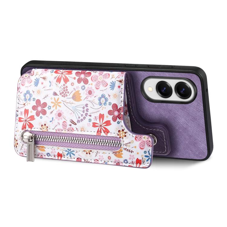 For Samsung Galaxy S25 Edge 5G Retro Painted Zipper Wallet Back Phone Case