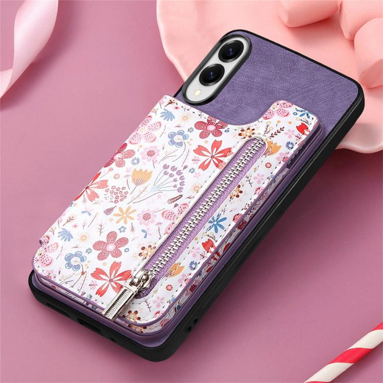 For Samsung Galaxy S25 Edge 5G Retro Painted Zipper Wallet Back Phone Case